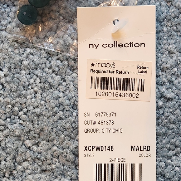 NWT NY Collection SS button-down blouse w/ tank top Size L Color turquoise - Picture 4 of 12